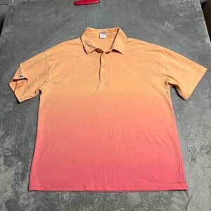 Bonobos Fielder Polo Shirt Mens L Orange Ombre Short Sleeve Collared Heavyweight